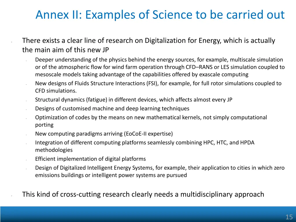 annex ii examples of science to be carried out