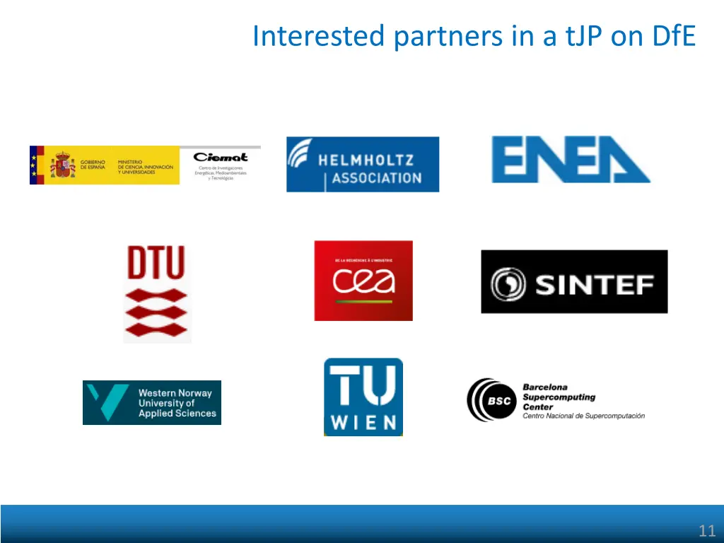 interested partners in a tjp on dfe