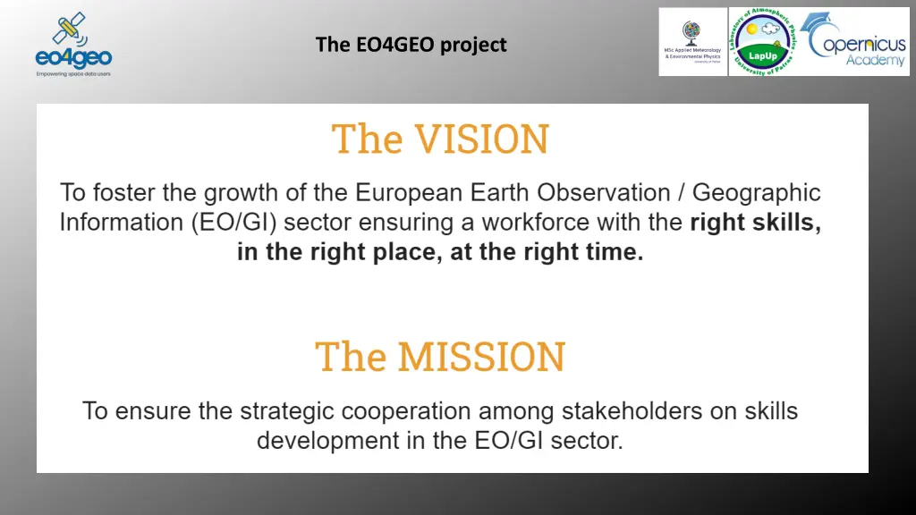 the eo4geo project 2