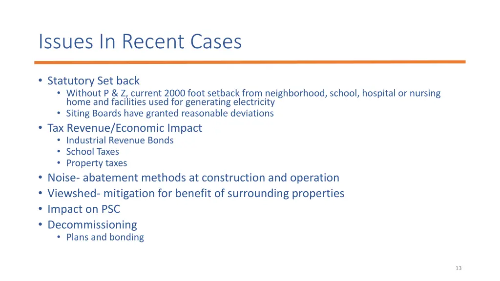 issues in recent cases
