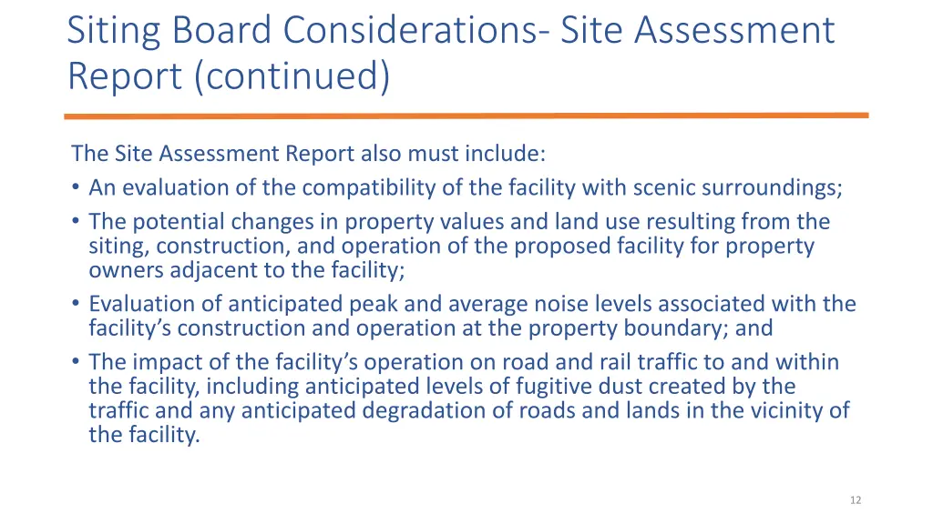 siting board considerations site assessment