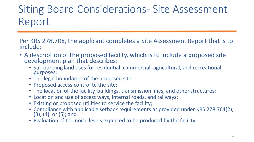 siting board considerations site assessment report