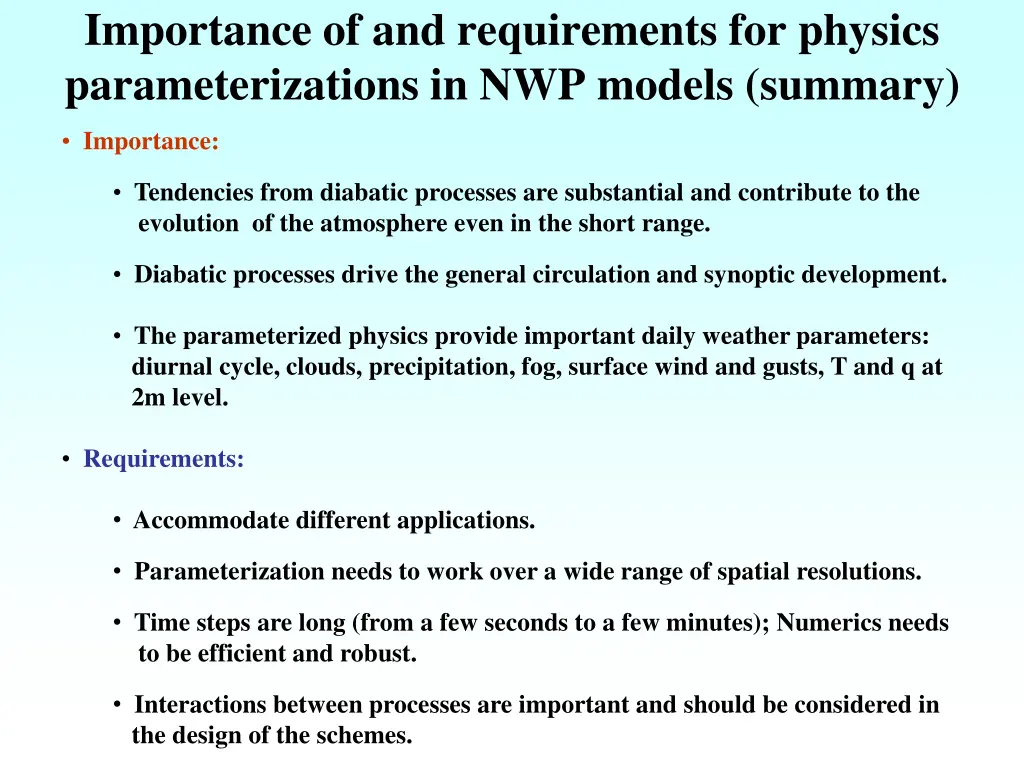 importance of and requirements for physics