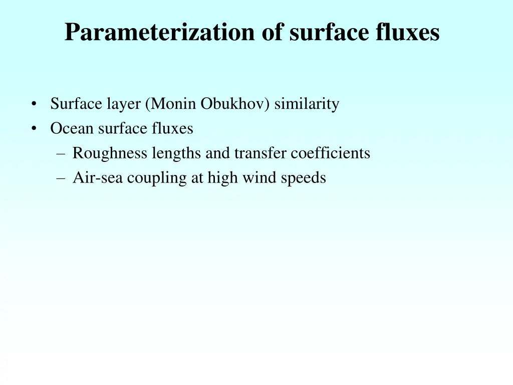 parameterization of surface fluxes