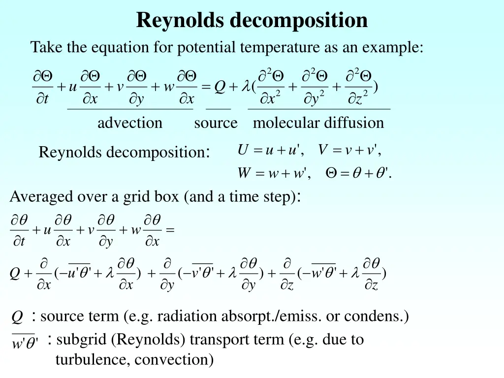 reynolds decomposition take the equation