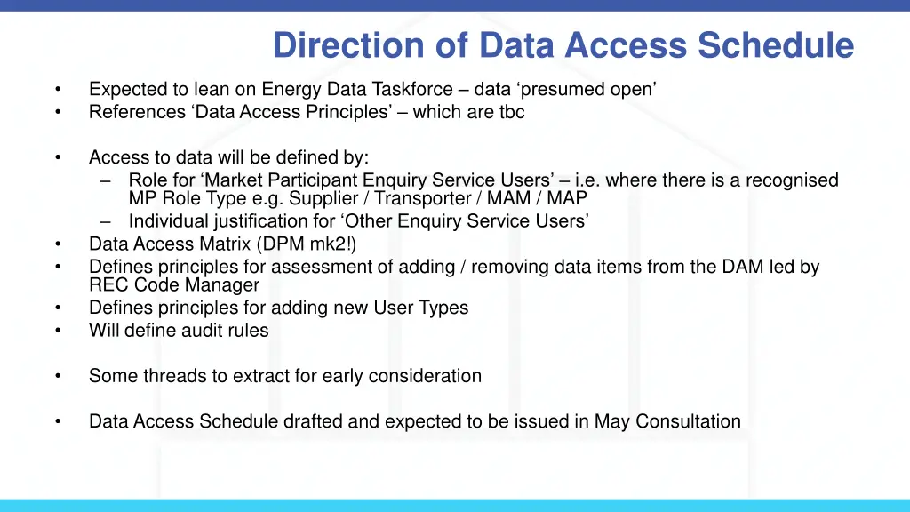 direction of data access schedule