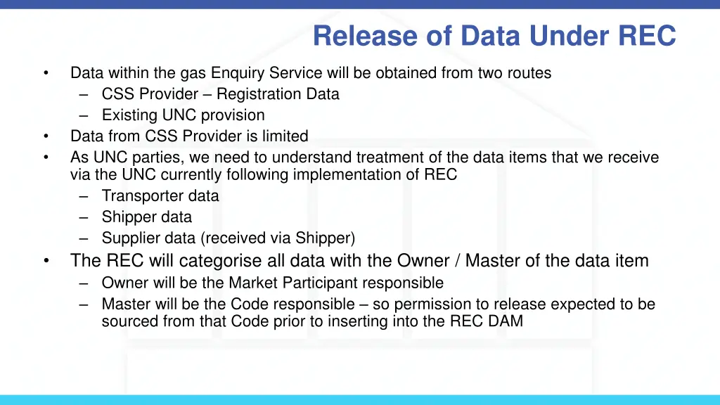 release of data under rec