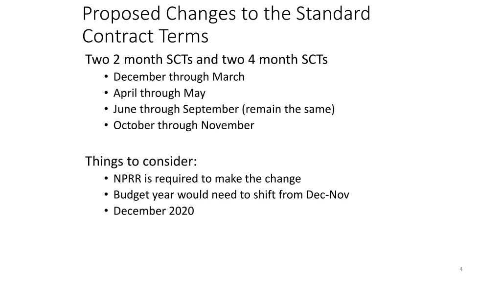 proposed changes to the standard contract terms