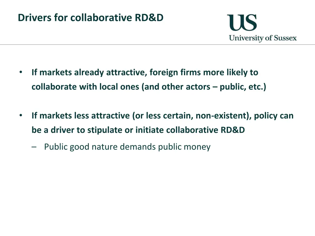 drivers for collaborative rd d