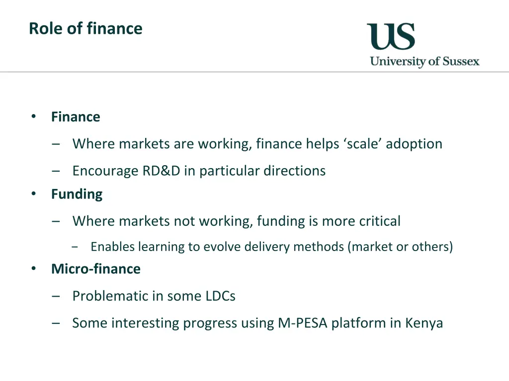 role of finance