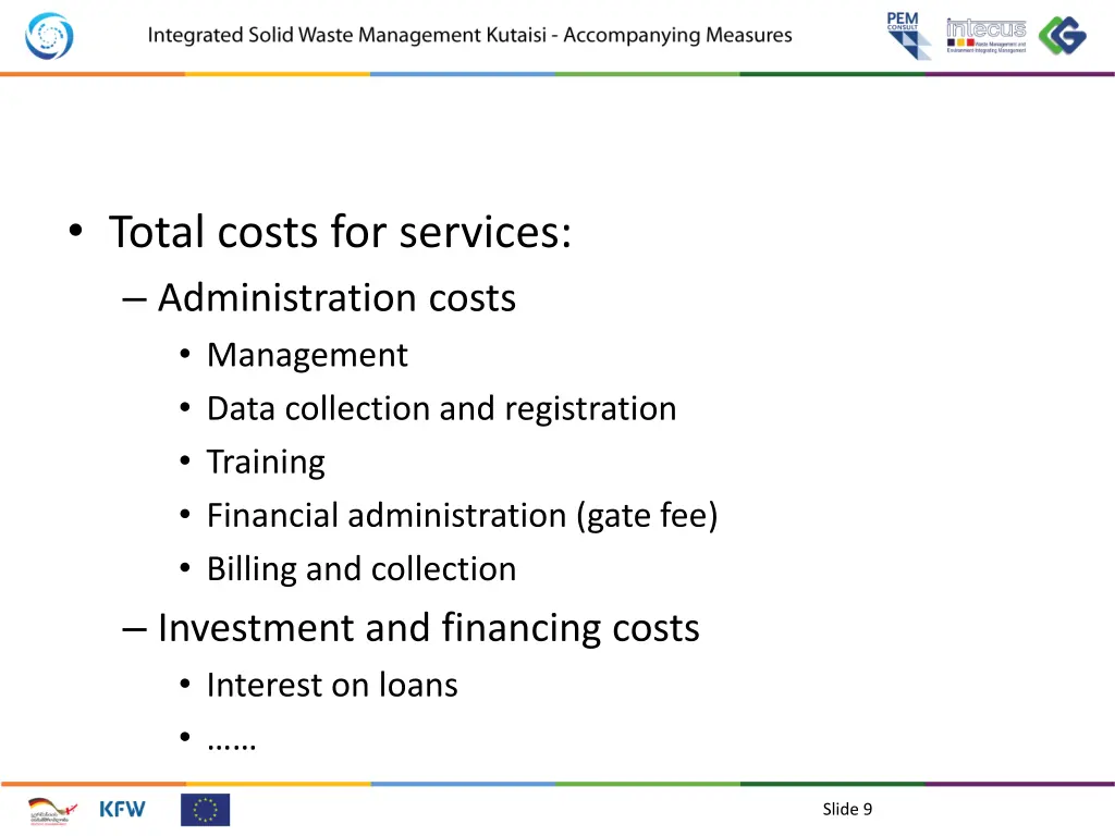 total costs for services administration costs