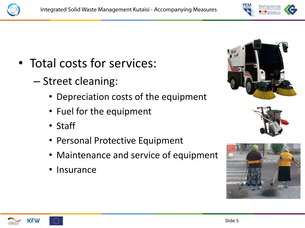 total costs for services street cleaning