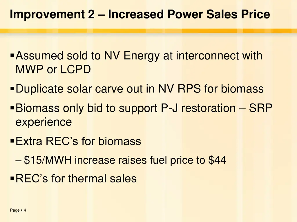 improvement 2 increased power sales price