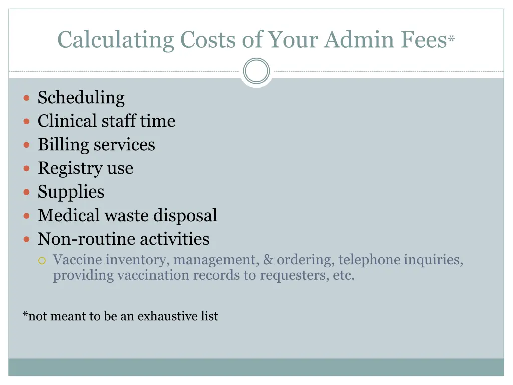 calculating costs of your admin fees