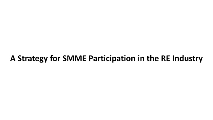 a strategy for smme participation
