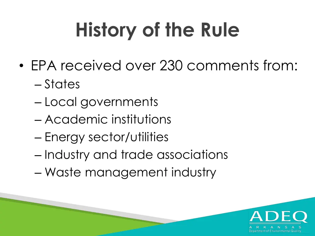 history of the rule 1