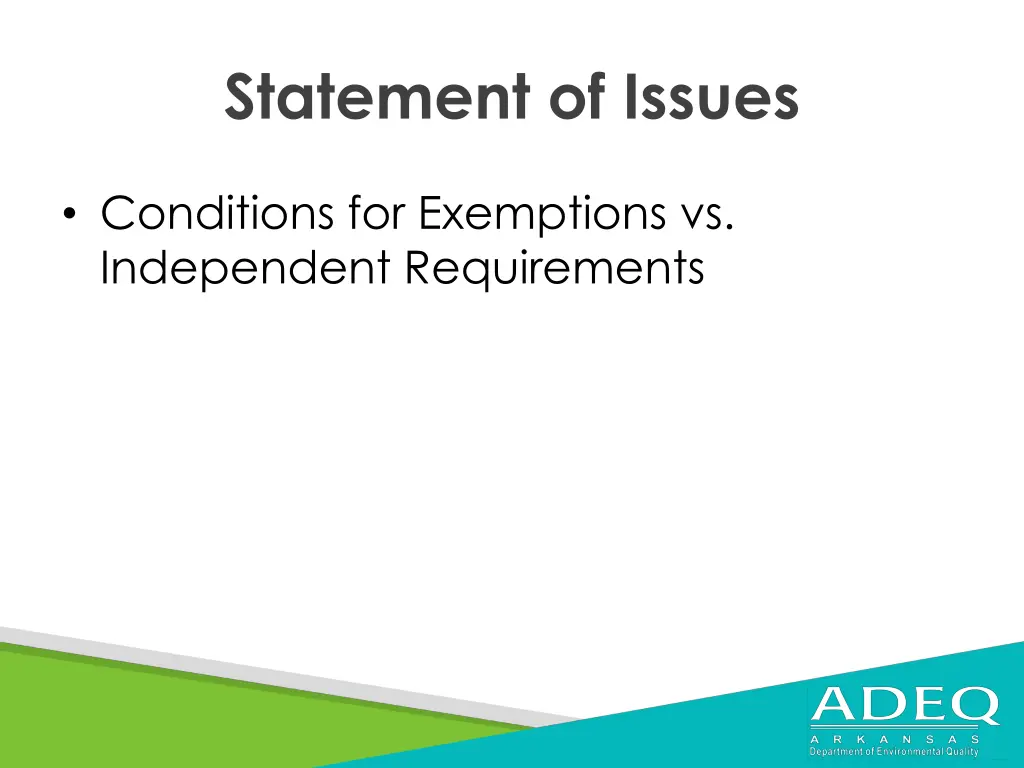 statement of issues