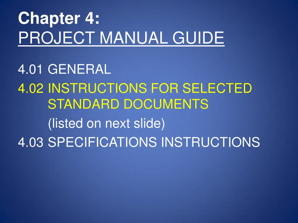 chapter 4 project manual guide