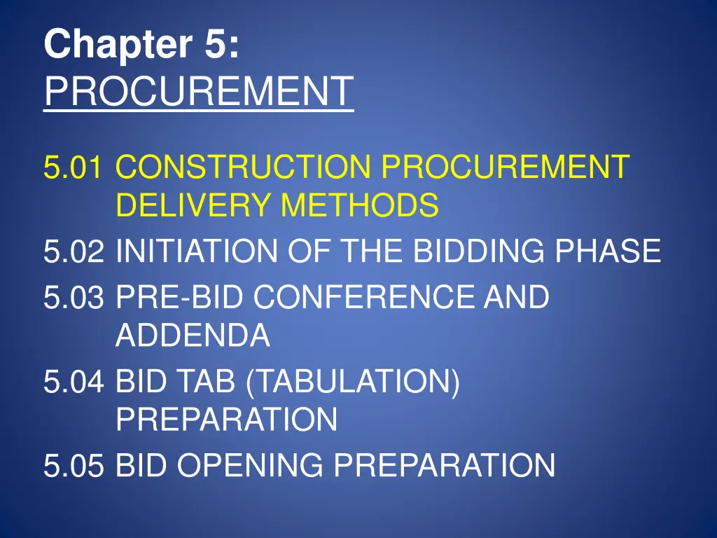 chapter 5 procurement
