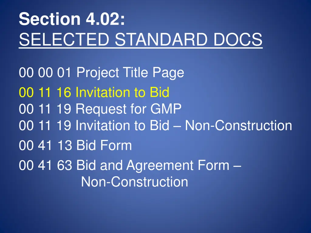 section 4 02 selected standard docs