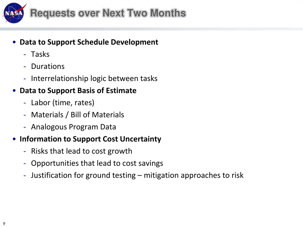 requests over next two months