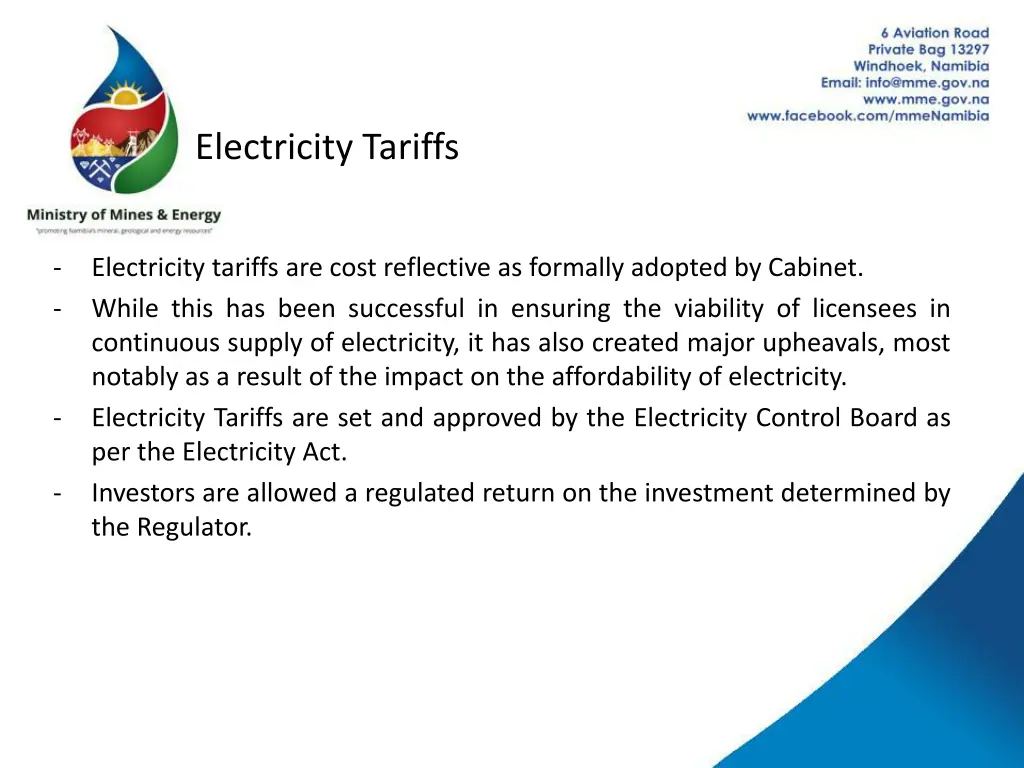electricity tariffs