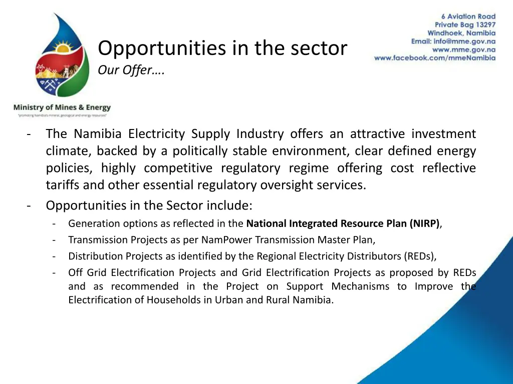 opportunities in the sector our offer