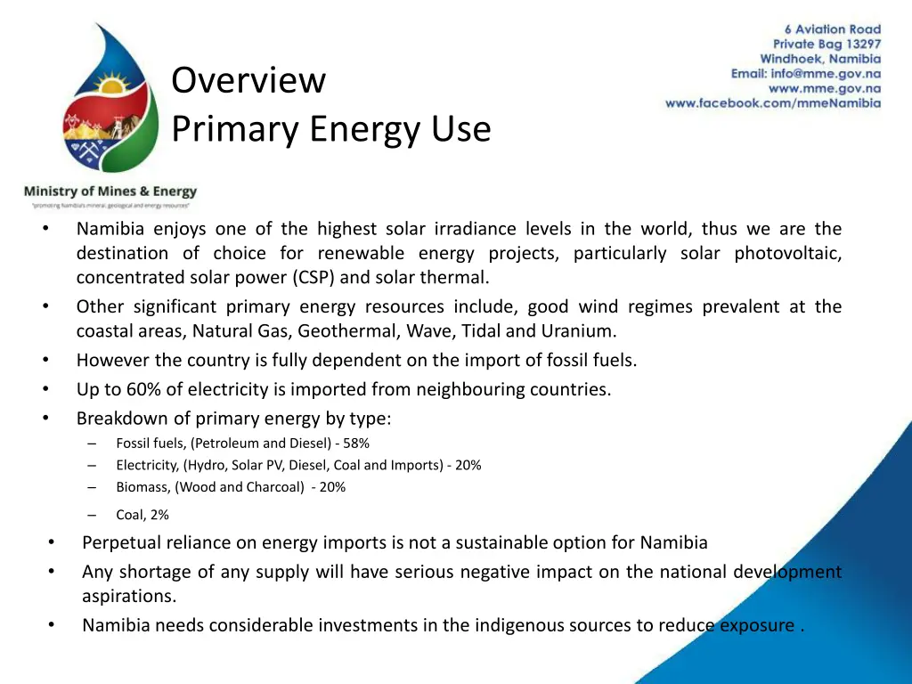 overview primary energy use