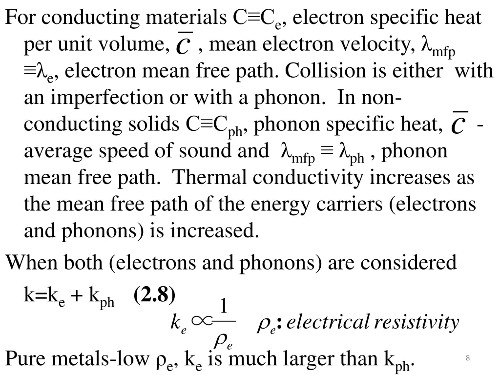 for conducting materials c c e electron specific