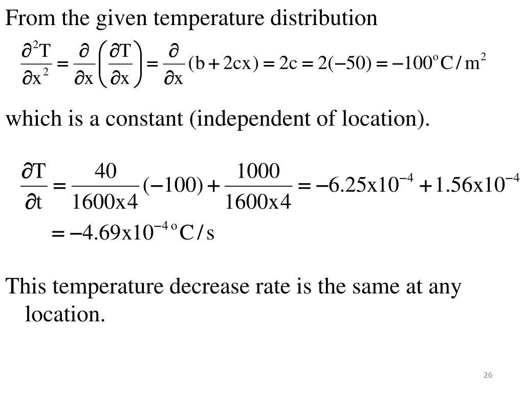 from the given temperature distribution t x x