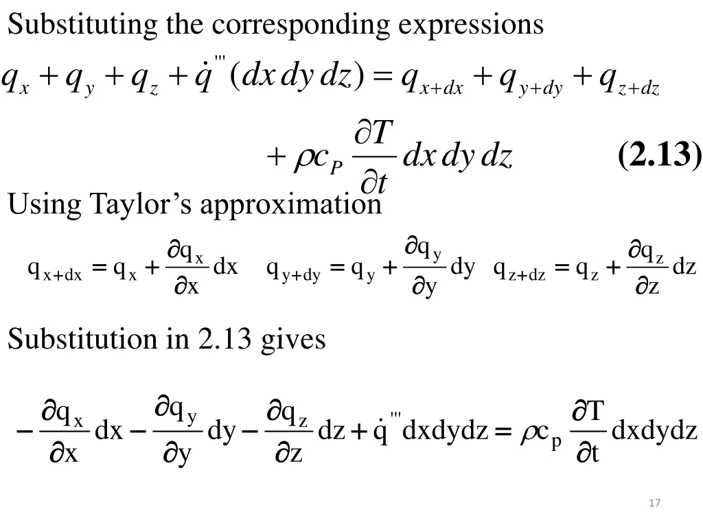 substituting the corresponding expressions