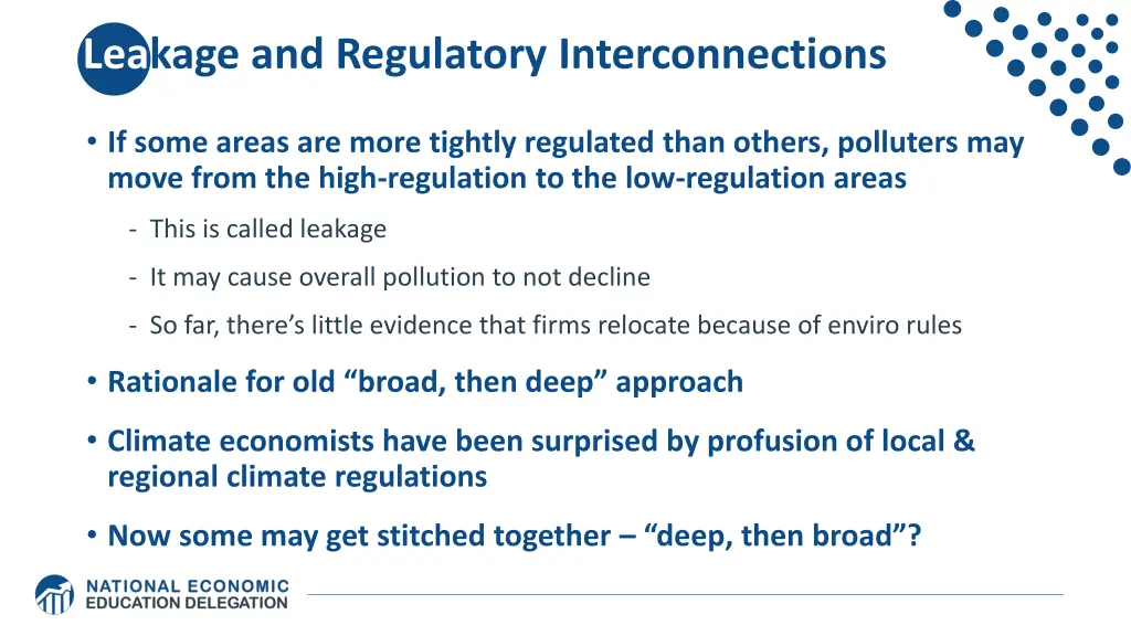 leakage and regulatory interconnections