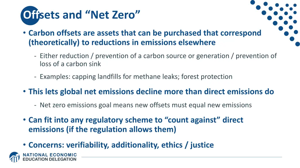 off sets and net zero