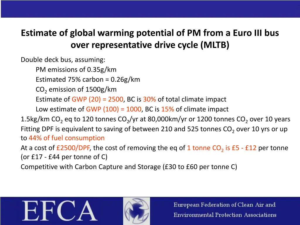estimate of global warming potential of pm from