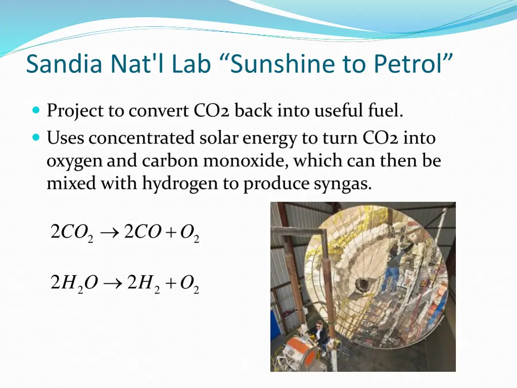 sandia nat l lab sunshine to petrol