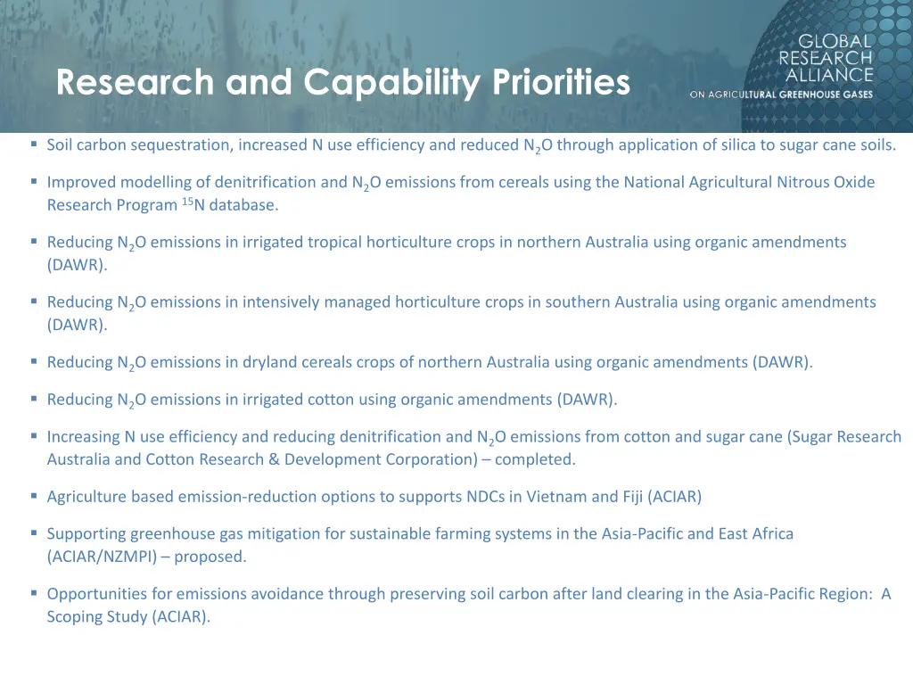 research and capability priorities
