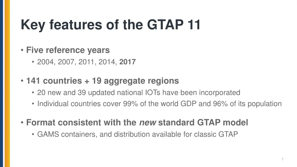 key features of the gtap 11