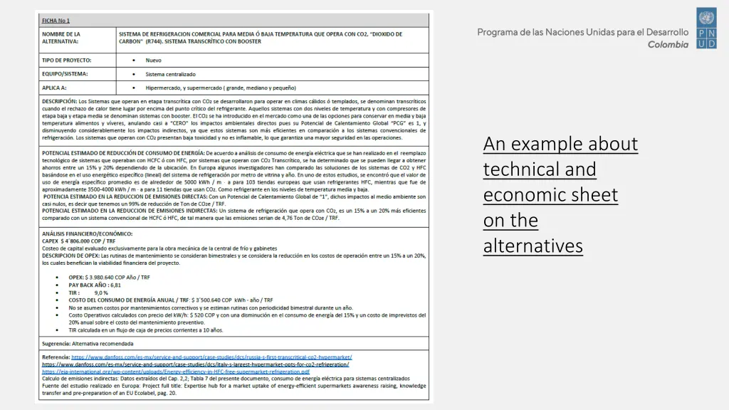 an example about technical and economic sheet