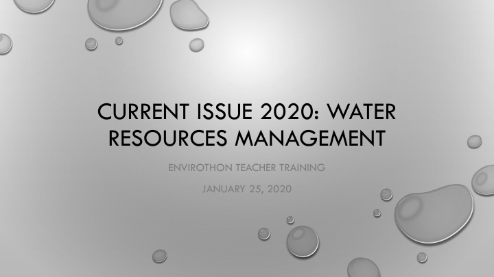 current issue 2020 water resources management