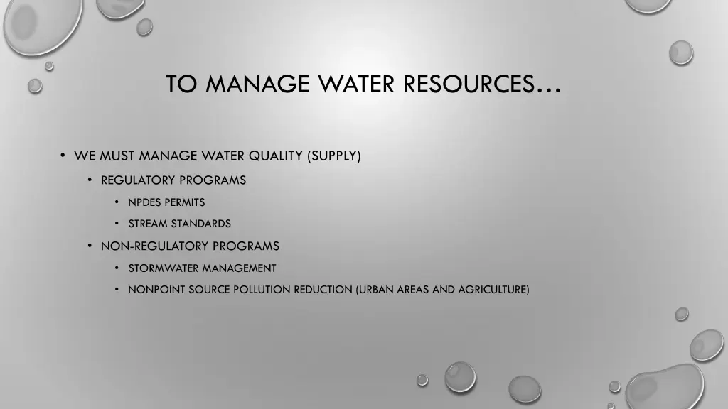 to manage water resources 1