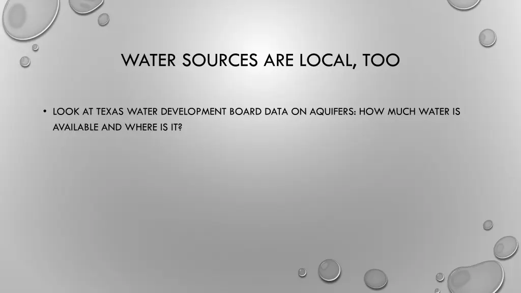 water sources are local too