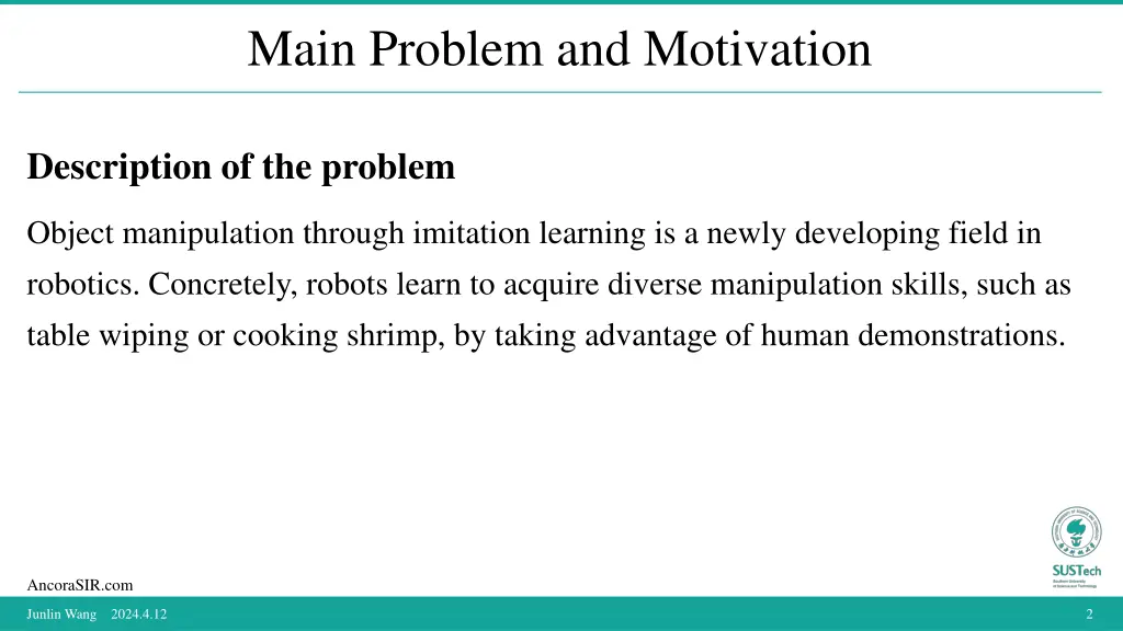 main problem and motivation