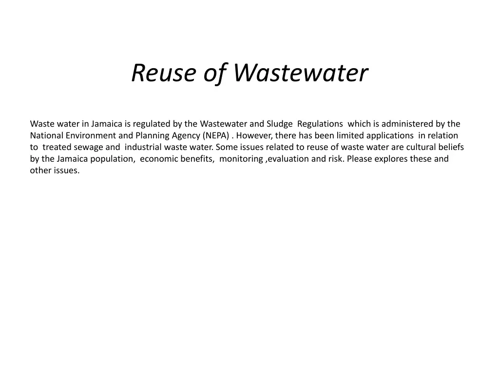 reuse of wastewater