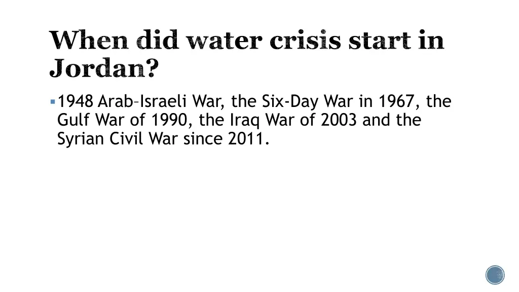 when did water crisis start in jordan