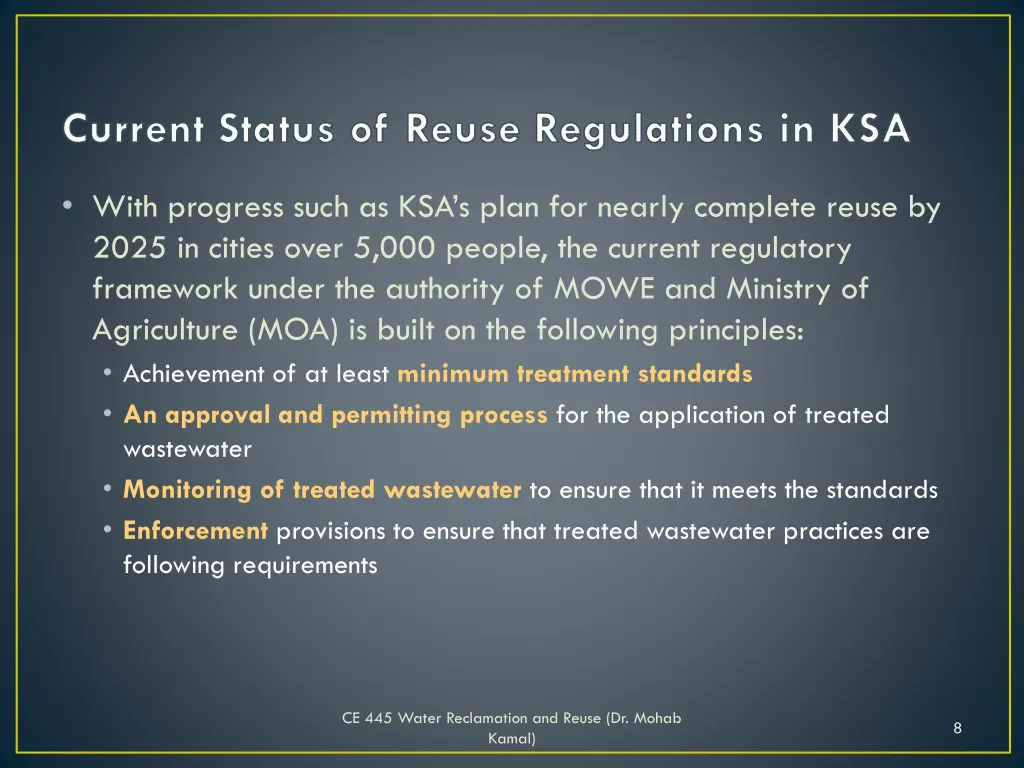current status of reuse regulations in ksa 1