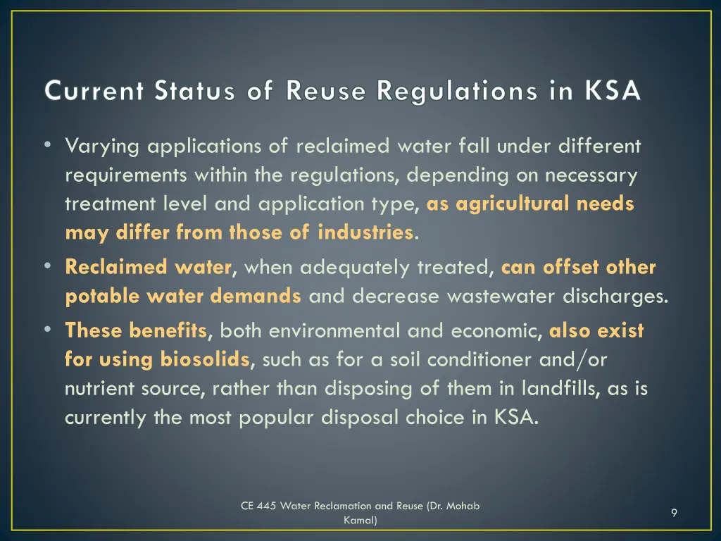 current status of reuse regulations in ksa 2