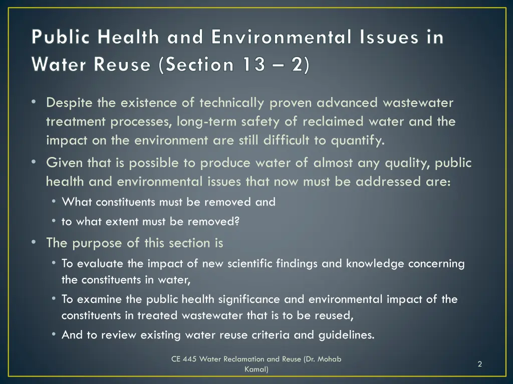 public health and environmental issues in water