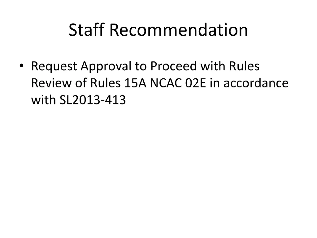 staff recommendation