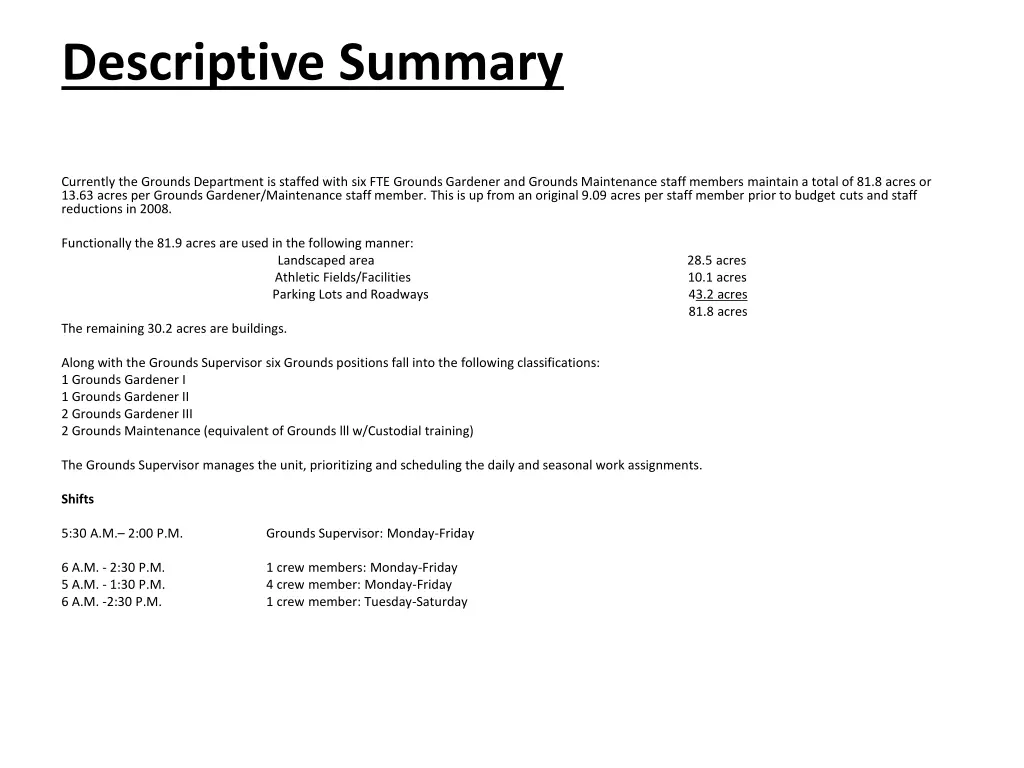descriptive summary