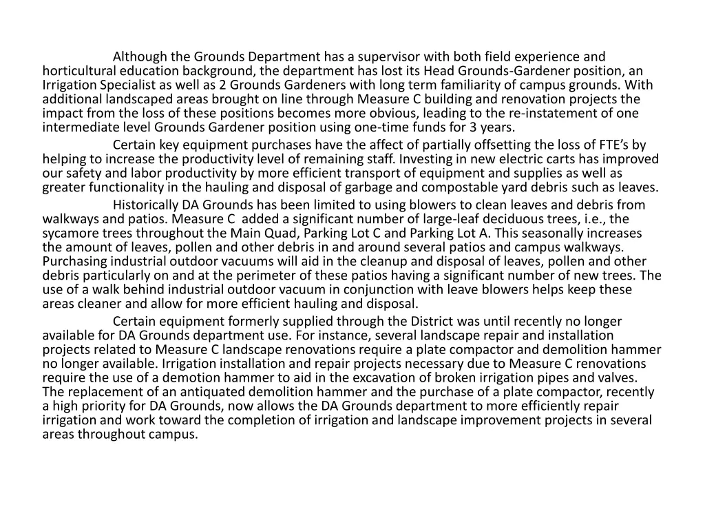 horticultural education background the department